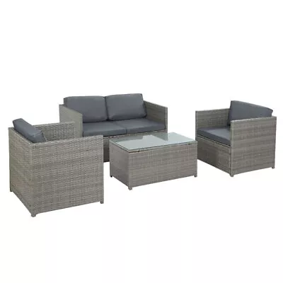 Gardeon Outdoor Furniture Sofa Set 4-Seater Wicker Lounge Setting Table Chairs • $419.95