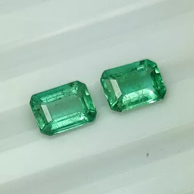 1.68 CT - Natural Zambian Emerald Octagon Pair Top Luster Green Gem - 4175 • $75.45