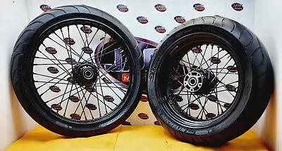 Harley Davidson Dyna Softail Spokes Laced Rear Front Wheels Rims Tires Blackline • $600
