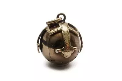 Vintage English 9k Gold Silver Masonic Orb Hidden Cross Fob Charm  • $355