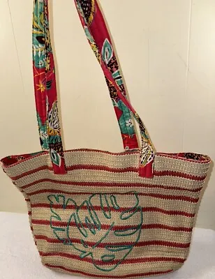 Vera Bradley Large Straw Bag With Fabric Lining Beach Bag HAS DAMAGE See Pics • $5