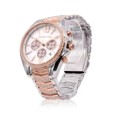 Michael Kors Whitney Mk7225 Pave Rose Gold Chronograph Ladies Watch 44mm New • $159.90