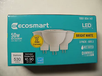 EcoSmart 50W Equivalent Bright White MR16 GU5.3 Dimmable LED Light Bulb X6 • $19.95