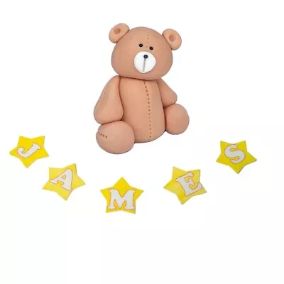 Teddy Bear Cake Toppers Edible Fondant Decoration Baby Christening Cake • £8.99