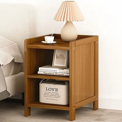 Bamboo Bedside Table Nightstand Storage Bedroom Sofa Side Stand - Dark Wood • $45.95