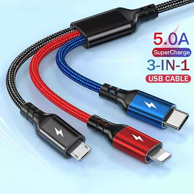 3in1 Multi USB Fast Charger Charging Cable Cord For Type C Android Micro IPhone • $6.95