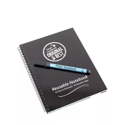 £9.99 • Buy Magic Whiteboard A5 Wirebound Hard Cover Reusable Notebook Plain 40 Pages Black