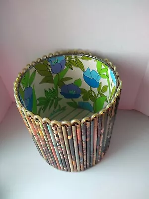 Vintage Rolled Magazine Mid Century Trash Can Wastepaper Basket Folk Art • $34.99