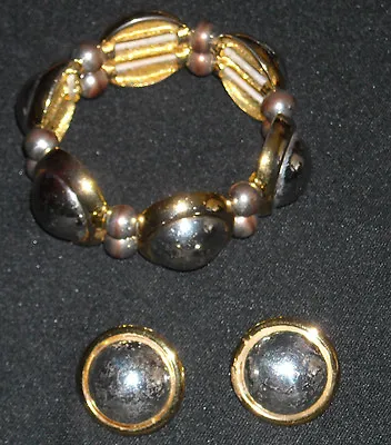 Euc* Vintage  Napier Gold/silver Tone Bracelet & Clip-on Earings • $7.99
