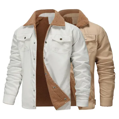 Coat Winter Coat Fleece Jacket Cargo Trucker 5 Pockets Cotton Men Work* # • $11