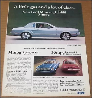 1975 Ford Mustang II Print Ad Car Automobile Auto Advertisement Vintage Ghia • $12.39