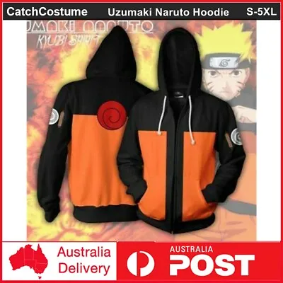 NARUTO Cosplay Costume Uzumaki Naruto Hoodie Anime Zipper Coat Jacket Sweatshirt • $34.99