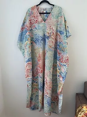 Winlar Lounger Muu Muu House Dress V-Neck Printed Caftan One Size Colorful Loose • £24.10