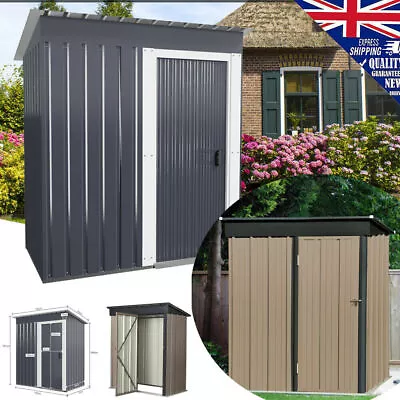 5X3 Metal Garden Shed Pent Roof Outdoor Tools Storage Lockable Door/Sliding Door • £144.90