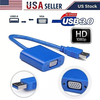 USB 3.0 To VGA Converter Cable 1080P Video Display Adapter For Monitor Projector • $8.99