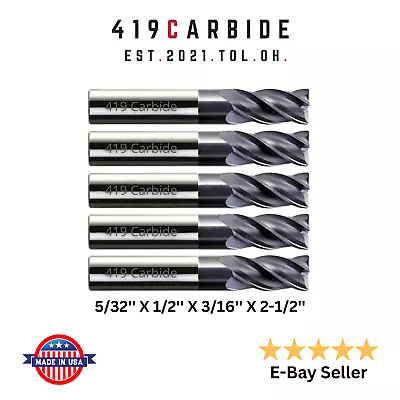 General Purpose Solid Carbide Sq. End Mill 5/32  4 Flute ALTiN 5 PACK • $35