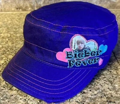 Y2K 2010 Justin Bieber Fever Purple Army Style Hat Cap Stretch Fit Flexfit Heart • $12.95