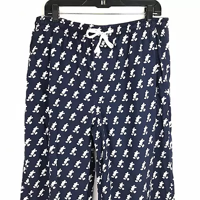 Disney Parks Mickey Mouse Print Navy Blue Lounge Pajama Pants Elastic Waist SZ L • $12.88