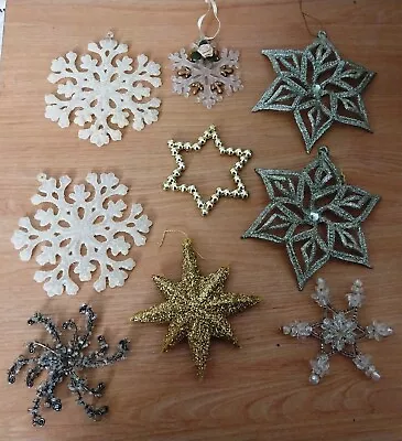 Lot Of 9 Large Vintage Christmas Snowflake Star Ornaments • $15