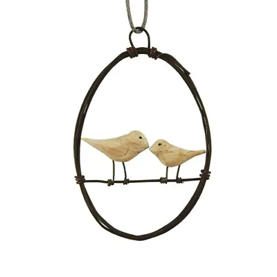 East Of India Rusty Wire Egg-Pair Of Birds Small Hanging Christmas Decoration • £5.49