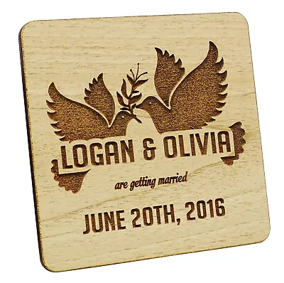 Rustic Wedding Save The Date Wooden Magnet 20 Custom Engraved Wooden-8S6 • $81.39