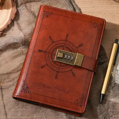 Retro Password Book Diary Book Notebook With Lock Travel Journal Lockable • $24.99