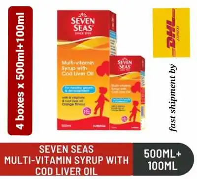 $159.90 • Buy 4 Boxes X 500ml + 100ml Seven Seas Multi-Vitamin Syrup With Cod Liver Oil 