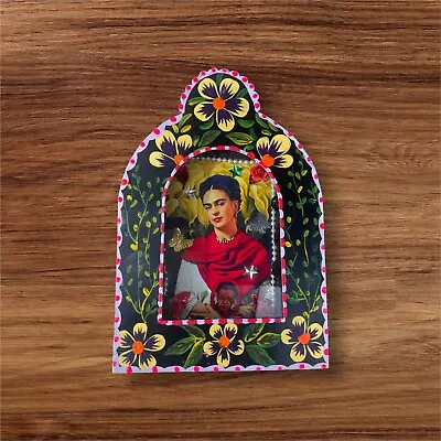 Frida Kahlo Tin Nicho Box Mexican Folk Wall Art Hand Made 10 X 6 Inch • $29.99