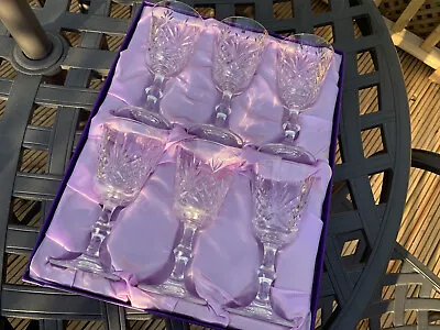 Box Of 6 Edinburgh Crystal Wine Glasses - Sutherland Pattern - In Original Box • £59