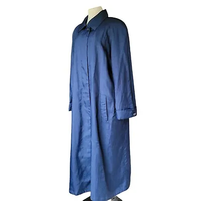 Jon Lawrence Size 18 Blue Button Down Pockets Women Long Cape Rain Coat Vintage. • $28.99