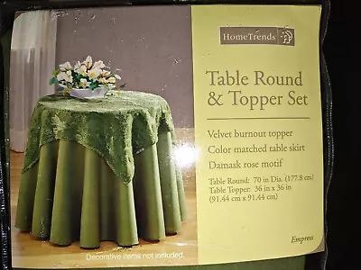 70  Round Tablecloth Table Topper Set Velvet Olive Green • $14.99