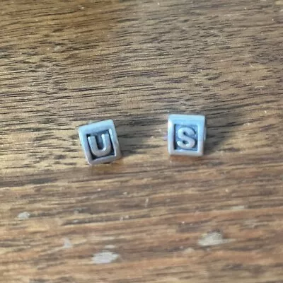 2 X Authentic Genuine Pandora Silver Alphabet Initial Block Letter U & S Charms • $49.95