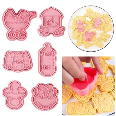 £5.47 • Buy Plunger Cookie Cutter 3D Baby Theme Stroller Feeding Bottle Biscuit Mold