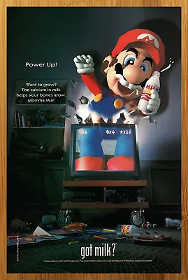 2000 Super Mario 64 GOT MILK? Vintage Print Ad/Poster N64 Nintendo 64 Promo Art! • $14.99