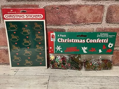 Vintage Hallmark Rocking Horse Sticker Sheet& Christmas Confetti Unopened NOS • $19.99