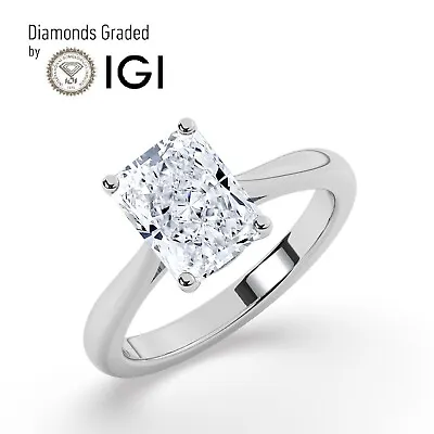 IGI2 CT  Solitaire Lab-Grown Radiant Diamond Engagement Ring 18K White Gold • £1404