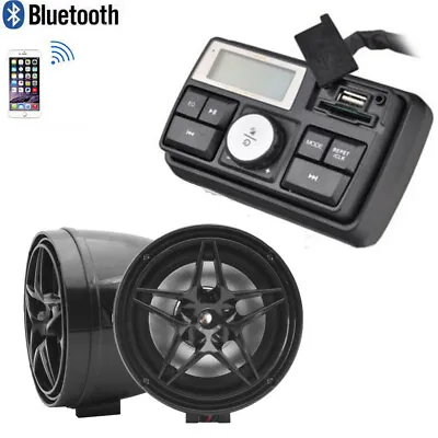 Bluetooth Motorcycle Handlebar Audio Amplifier Stereo Speaker System MP3 USB/SD  • $75.89