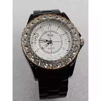 Rhinestone Iced Bling Crystal Gemmed Accent Spring Loaded Expandable Cuff Watch • $9.99