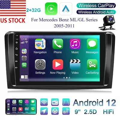 9  Android 12 Car Radio Stereo GPS Navi WIFI CarPlay For Mercedes Benz ML/GL 350 • $148.22