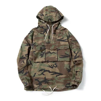 Men 100% Cotton Camouflage Tactical Jacket Smock Parka Army Pullover Pocket Coat • $65.99