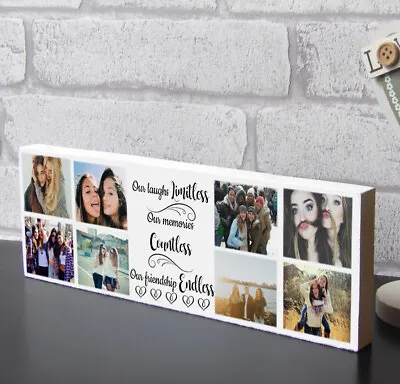 £15.99 • Buy Wooden Photo Block Personalised Best Friend Quote Friendship Plaque Gift Family