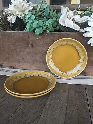 Vintage MCM Canonsburg Pottery  Butterscotch Drip  Bread Plates (3) • $24