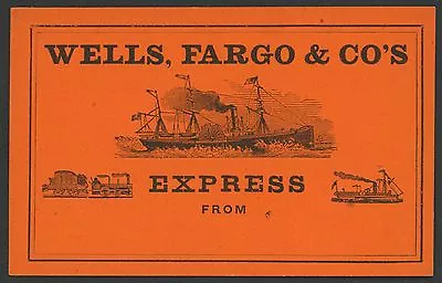 Wells Fargo Express Label Showing Old Style Train And Steamboats • $64.95