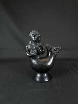 7  Dona Rosa Black Mermaid Musical Primitive Nautical Sculpture Pottery Whistle • $60