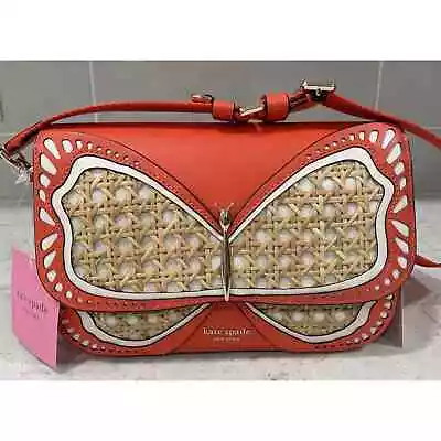 Kate Spade BUDDIE BUTTERFLY Orange Medium Smooth Leather Crossbody Bag Purse NEW • $419.50