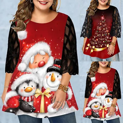 £14.29 • Buy Plus Size Womens Xmas Long Sleeve T-Shirt Tops Ladies Casual Loose Tunic Blouse