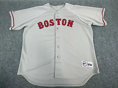 MAJESTIC Boston Red Sox Baseball Jersey Men's XXL Gray Stitched Button Up • $34.87