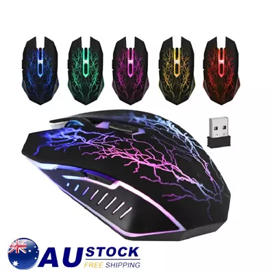 RGB Wireless Gaming Mouse Rechargeable Backlit Ergonomic Optical USB Laptop LED • $20.88