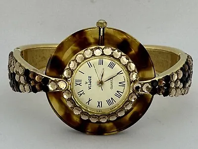 Visage Women Cuff Watch New Battery 10345 Gold Tone  Vintage Art Deco A • $29.99