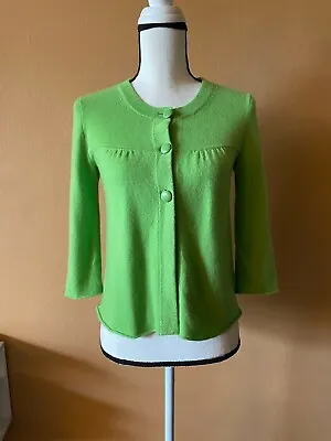 J. Crew Green Cashmere 3/4 Sleeve Crew Neck Cardigan Sweater Size XS • $27.99